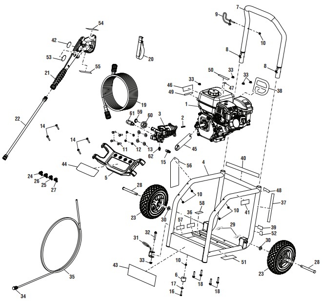 Homlite UT80953B 2700 psi gas pressure washer parts